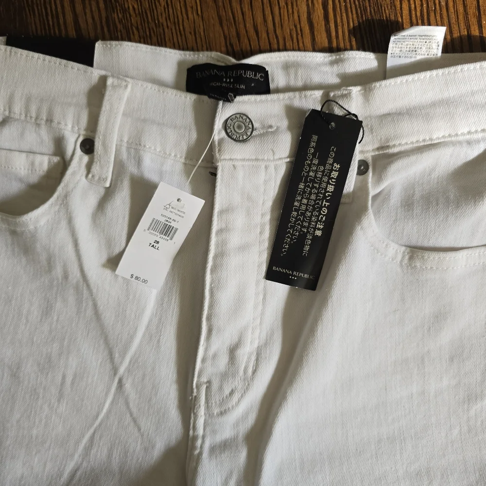Banana Republic High-Rise Slim Jeans — NWT Pure White Tall 28/6 - Picture 5 of 8